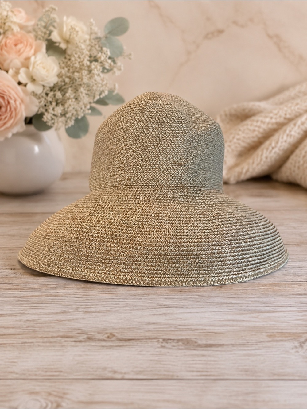 Betmar New York Classic Woven Floppy Sun Hat Beige Packable Beach Hat